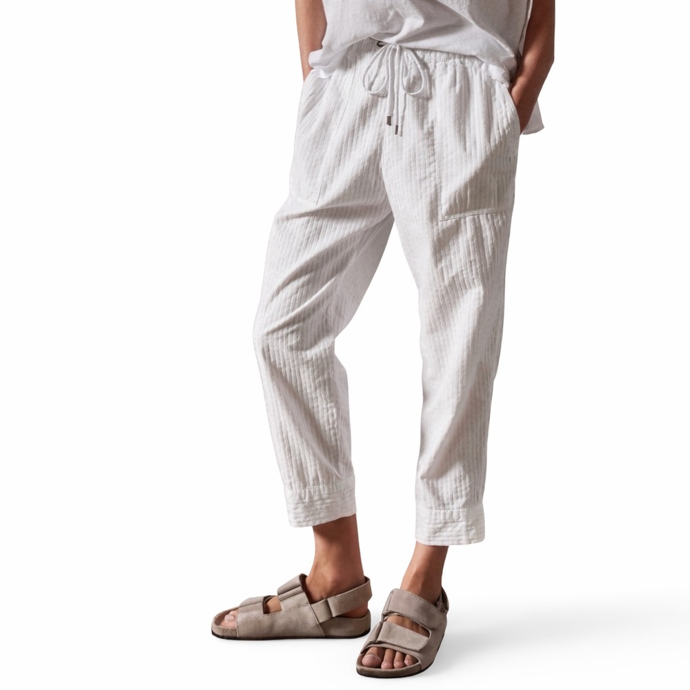 James Perse White Cropped Drawstring Pants